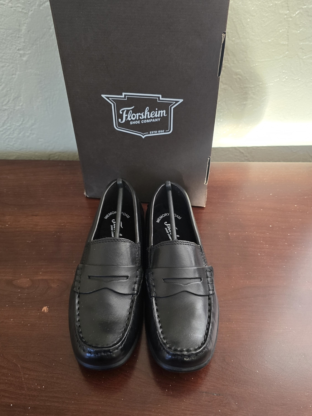 NWT Florsheim Kids Jasper Driver Jr Leather Penny Loafers Black Size 1.5M NWB
